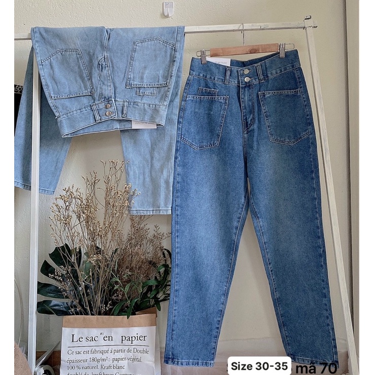 Bigsize(30-35) Quần Bagyy Jeans Nữ 2 Nút 2 Túi VNXkFreeship Size Lớn Chất Xịn Ms 70 - TC Shop Jeans