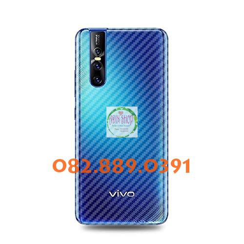 Miếng dán mặt lưng skin carbon Vivo V9/ V11i trong 3D, đen