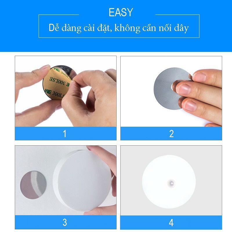 Đèn Cảm Ứng Chuyển Động, Đèn Led Dán Tường Cảm Biến Thông Minh Gắn Tủ Quần Áo, Hành Lang, Kèm sạc USB
