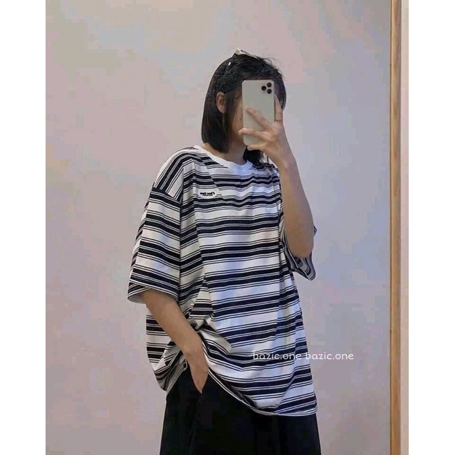 áo phông chất cott sọc ngang trắng đen