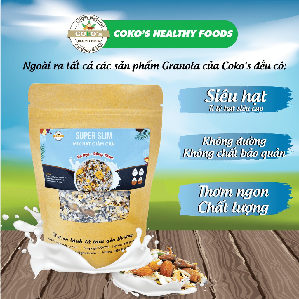 Combo Ngũ Cốc Granola Giảm Cân Super Slim  3 gói 100gr COKO'S FOOD Dinh Dưỡng Tiện Lợi | BigBuy360 - bigbuy360.vn