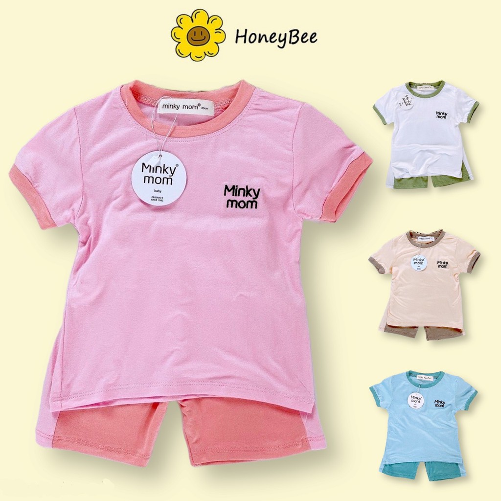 Quần áo trẻ em Honey Bee Bộ cộc tay cho bé thiết kế viền màu sành điệu hàng minkymom
