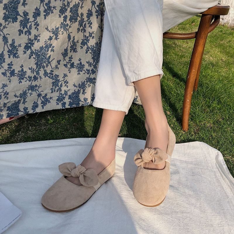 ORDER_ Giày Thắt Nơ Đế Bệt Da Lộn Ulzzang