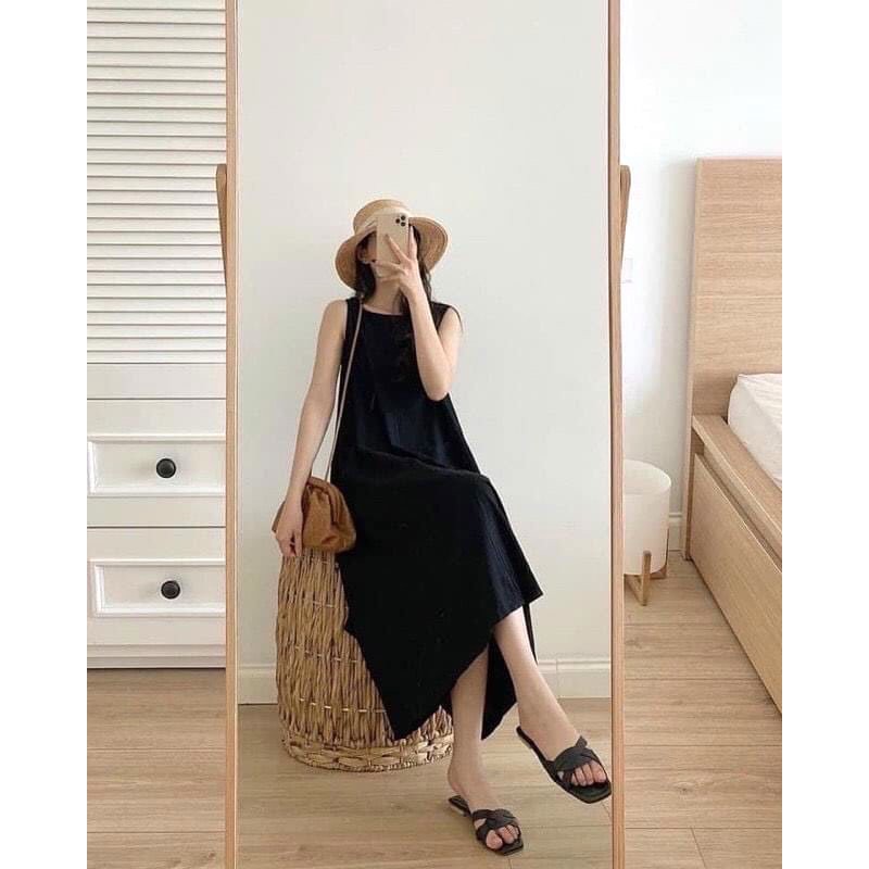 Váy Suông Ba Lỗ Thụng Đỏ PEONYB Nữ [FREESHIP] 🌸 Đầm maxi form rộng mặc đi biển trơn màu ĐEN | BE | ĐỎ Ulzzang 🌸 | BigBuy360 - bigbuy360.vn