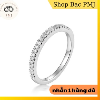 nhẫn 1 hàng đá { đơn giản,sáng bóng } - chất liệu Bạc Ta -{ Bạc Pmj }