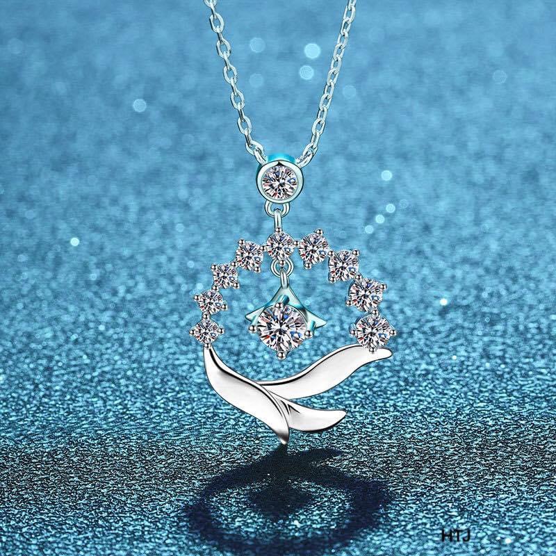 Dây chuyền bạc nữ mặt liền đính đá sang trọng LINH MIU SILVER