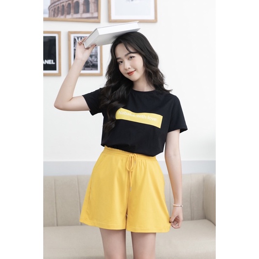 Bộ nữ mặc nhà quần áo thun cotton cute xuân hè WITH LOVE NLB00091-WF