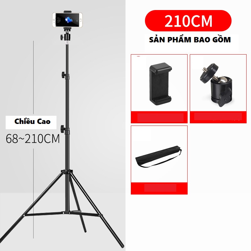 Chân đèn livestream, chân điện thoại, Chân Đèn Studio cho chụp ảnh, quay phim tặng kẹp điện thoại