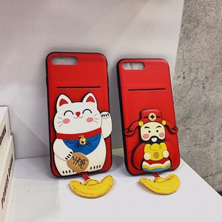 ốp lưng iphone mèo và thần tài ví cao cấp 6/6pl/7pl/ipx/xmax