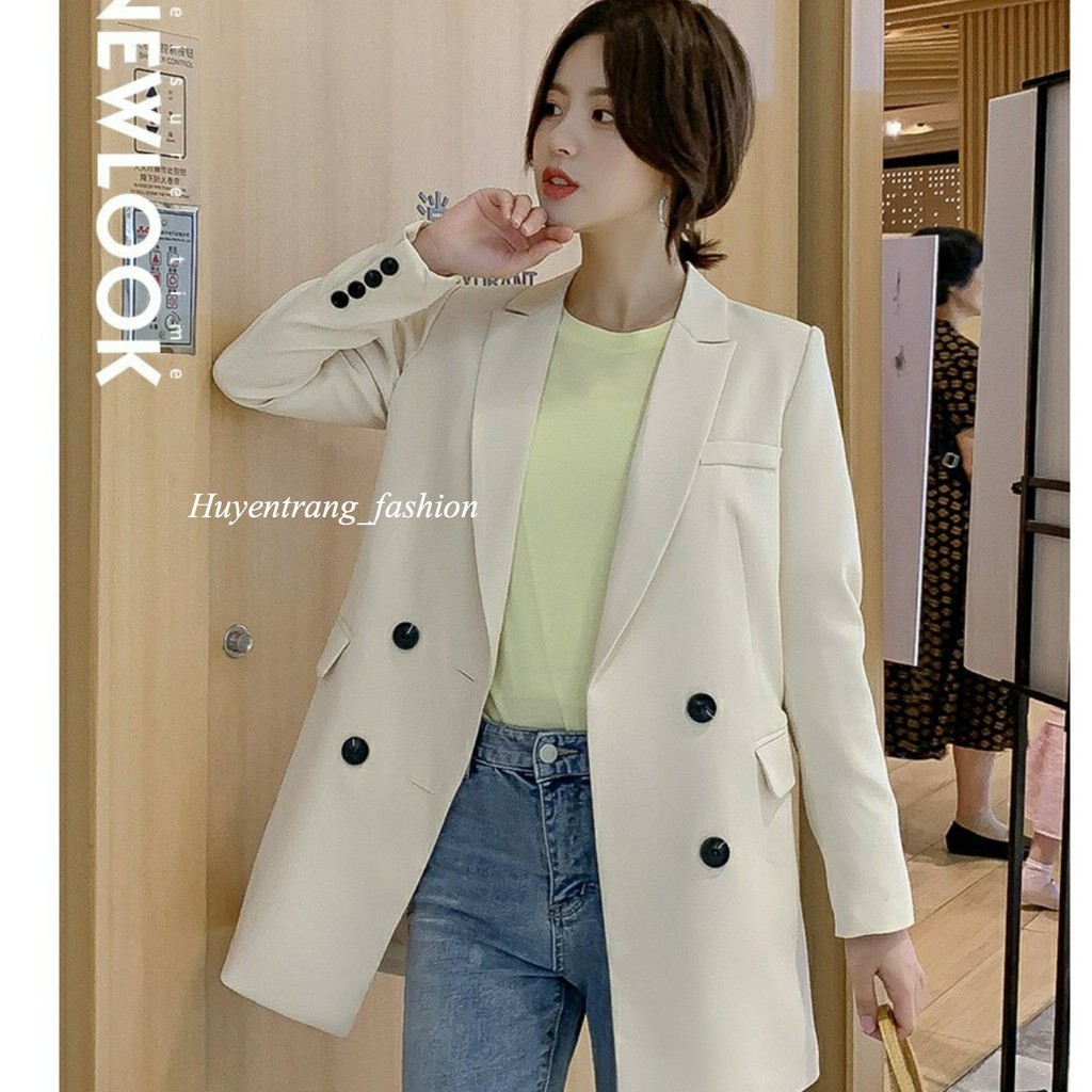 [Mã WASTMAY giảm 15% tối đa 30K đơn 150K] áo vest nữ dáng dài đính 4 khuy tay nhiều màu chất vải cao cấp