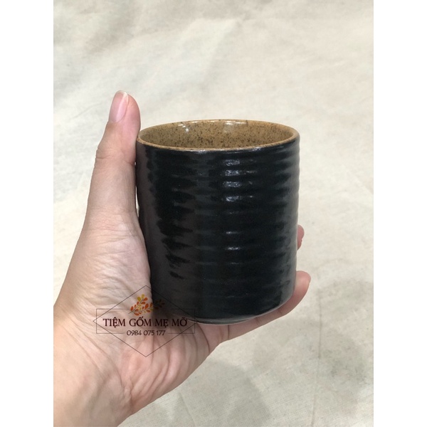 Ly Cốc trà không quai phong cách Nhật Bản men nâu gốm Bát Tràng