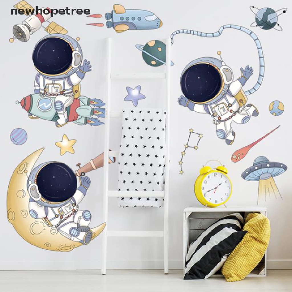 newhopetree Removable Cartoon Space Astronaut Wall Stickers for Kids room Nursery Wall Decor OIK