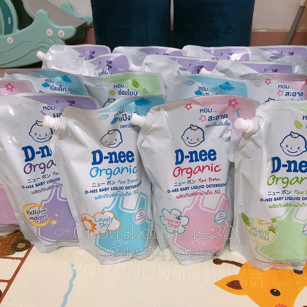 [Sẵn Hàng] 1 Thùng ( 6 Túi 1400ml) nước giặt xả quần áo sơ sinh Dnee 2in1 an toàn cho da em bé hàng nội địa Thái
