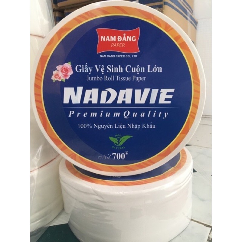 Giấy cuộn lớn vệ sinh cao cấp NADAVIE 700gram. 100% nguyên liệu nhập khẩu từ Indonesia