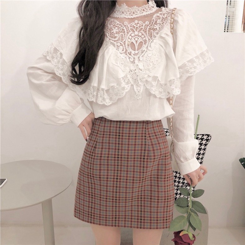 Áo Sơ Mi Trắng Nữ Taobao, Áo Sơ Mi Nữ Ren Tiểu Thư Dài Tay Mặc Đi Học, Đi Làm, Đi Chơi