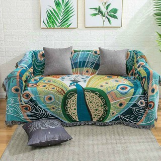 (Sẵn 160x220) Thảm vintage hình con công nhập khẩu cao cấp dùng để phủ ghế sofa, thảm trải sàn, trang trí nhà cửa