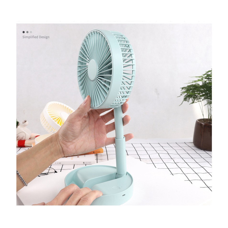 Quạt tích điện cầm tay gấp gọn để bàn quạt mini có 3 tốc độ gió làm mát, cổng sạc USB, xoay 180 độ siêu tiện lợi