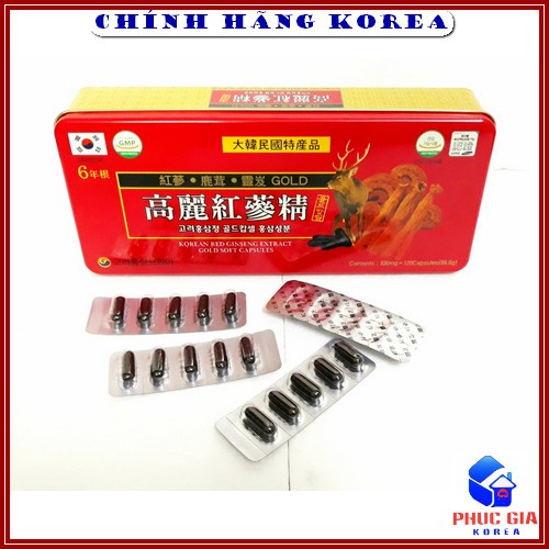 Viên Đạm Hồng Sâm Nhung Hươu Linh Chi Hàn Quốc, Hộp Đỏ 120 viên