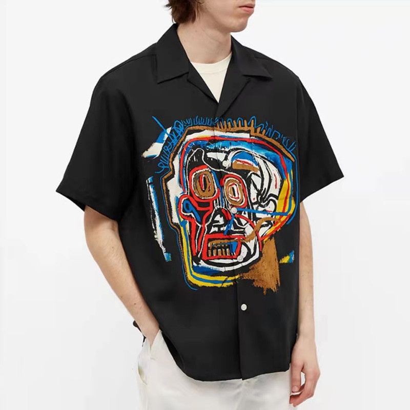 Bán Chạy Nhất Áo Sơ Mi Unisex Tay Ngắn In Hình Đầu Lâu Graffiti Plus Size WAC &amp; ARIA Cho Nam Và Nữ