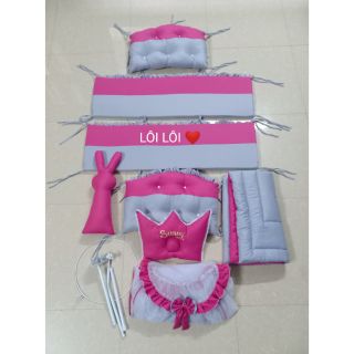 Combo quây cũi, chăn, gối, thỏ, màn, khung màn