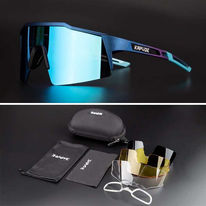 2021 kính xe đạp 4 tròng unisex thể thao ngoài trời chống nắng UV400