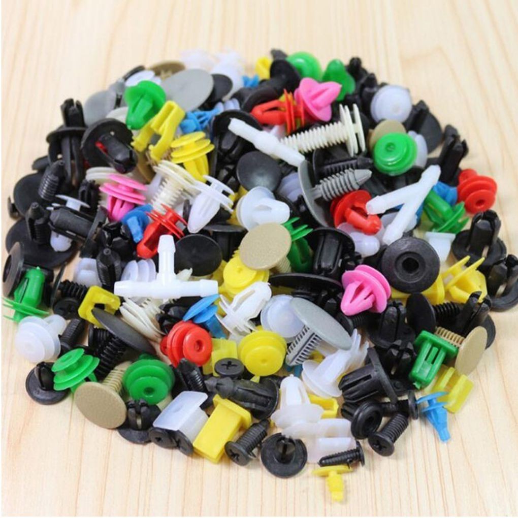 Set 100 đinh tán nhựa màu ngẫu nhiên trang trí chi tiết cho nội thất ô tô