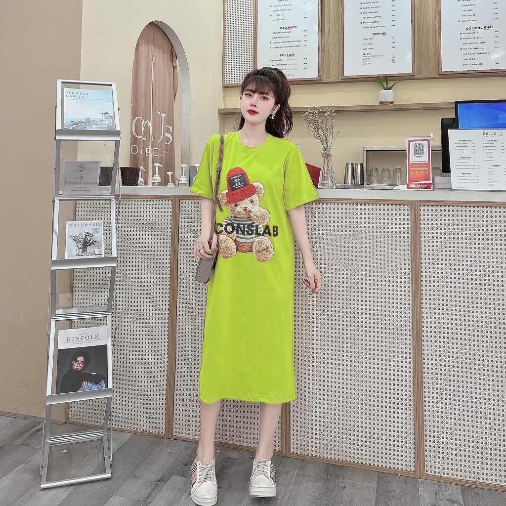 Đầm suông dài , váy suông bầu chất cotton Gemmy House in hình Icon new