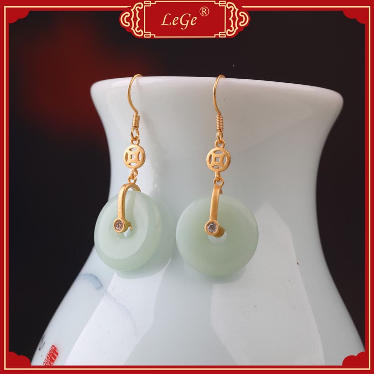 Thời trang phong cách retro móc tiền Hetian ngọc bích nữ