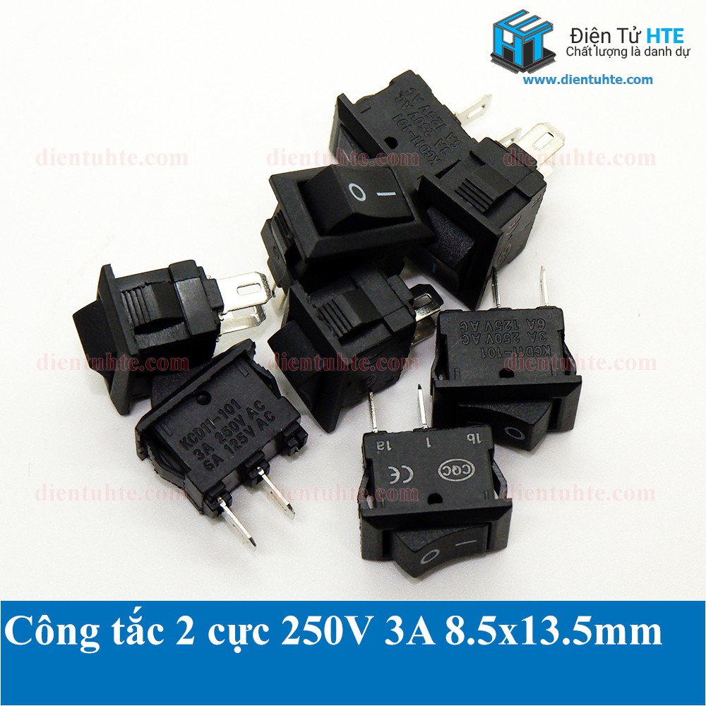 Công tắc bập bênh 250VAC 3A 2 cực 8.5x13.5mm