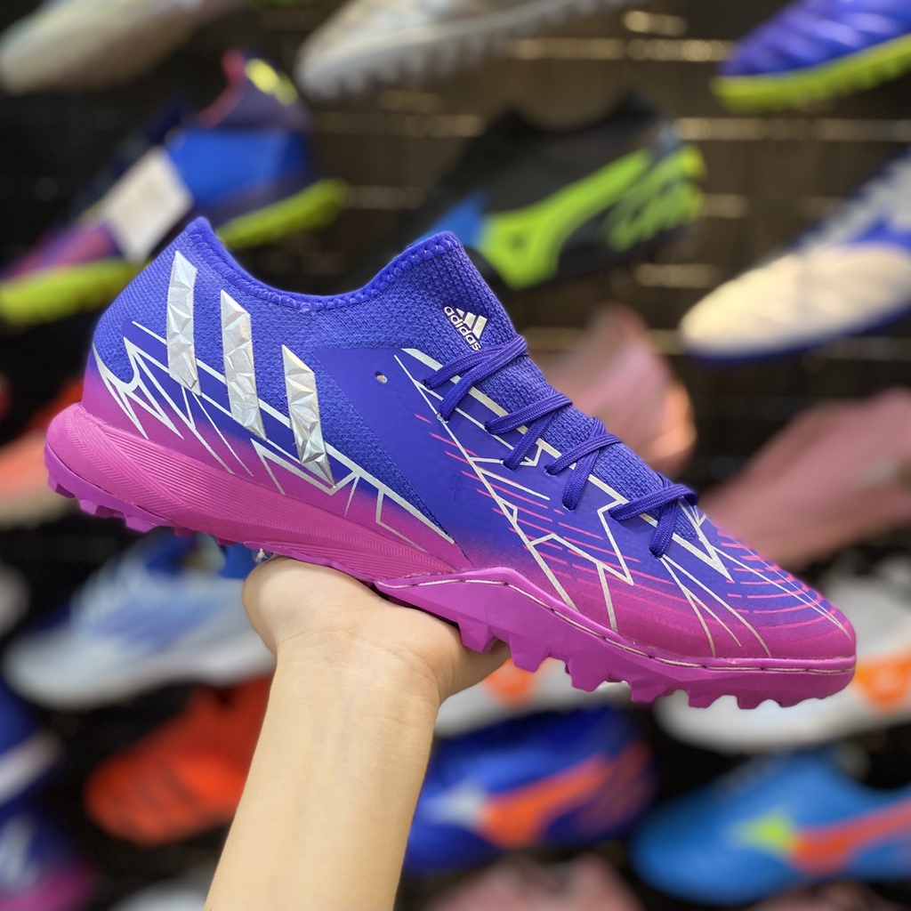 Giày Đá Bóng 𝐏𝐫𝐞𝐝𝐚𝐭𝐨𝐫 𝐄𝐝𝐠𝐞.𝟑 Tím Hồng, Giày Đá Banh Thể Thao Nam Cỏ Nhân Tạo Nhẹ Mềm - 2evshop