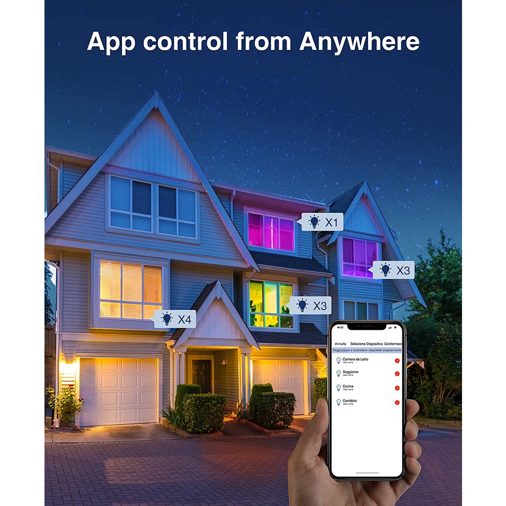 Bóng Đèn Thông Minh TUYA 9W Wifi - Đa Sắc 16 Triệu Màu, Nháy Theo Nhịp Nhạc, Điều Khiển Bằng Giọng Nói, BH 1 Năm