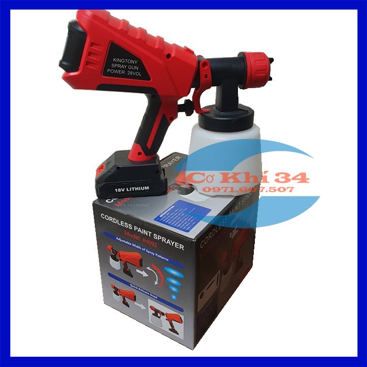 Máy Phun Sơn Cầm Tay Dùng Pin 18V Đầy Đủ PIN + Sạc Kim Phun Bằng Đồng cao cấp
