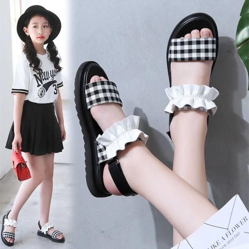 Xăng đan Đế Bằng Quai Dán Hai Cách Mang Thời Trang Dành Cho Bé Gái Tiểu Học