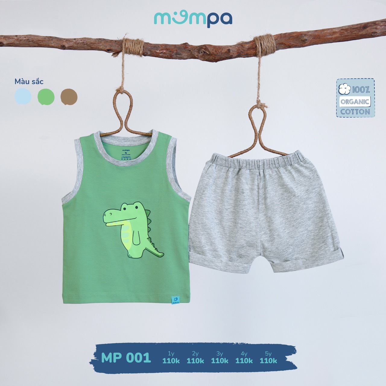 [Mã SKAMCLU7 giảm 10% cho đơn từ 0Đ] [CHÍNH HÃNG] Bộ ba lỗ cotton họa tiết trẻ em Mompa