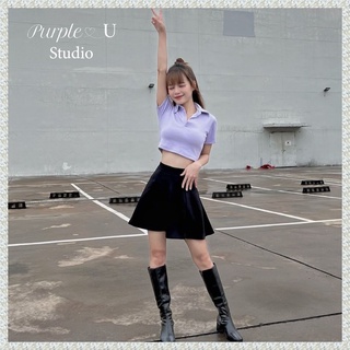 Áo polo croptop nữ chất thun gân co giãn áo croptop dáng ôm quyến rũ - Purple U Studio