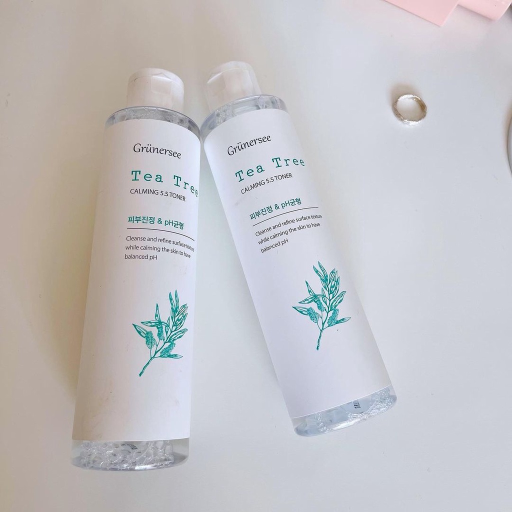 Toner tràm trà GRUNERSEE ngăn ngừa mụn điều tiết bã nhờn Tea Tree Calming pH 5.5 Toner dưỡng ẩm cho da dầu mụn GRUN01