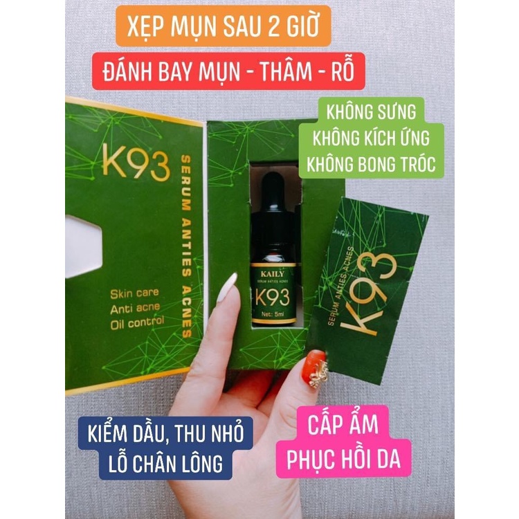 Tinh Chất Mụn K93 - Serum Giảm Mụn, Mờ Thâm Mụn Sẹo, Nâng Tông Da Công Dụng 5 Trong 1 Hiệu Quả Sau 7 Ngày-KAILY COSMETIC