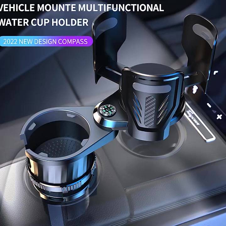 Giá giữ cốc uống nước SEAMETAL sợi carbon kèm la bàn điều khiển trung tâm đa năng cho xe hơi