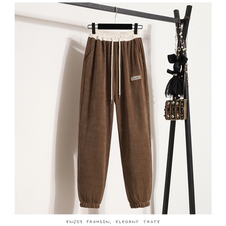 Quần jogger ống rộng cạp chun thể thao nữ ống rộng bo gấu chất tổ ong cao cấp phong cách cá tính