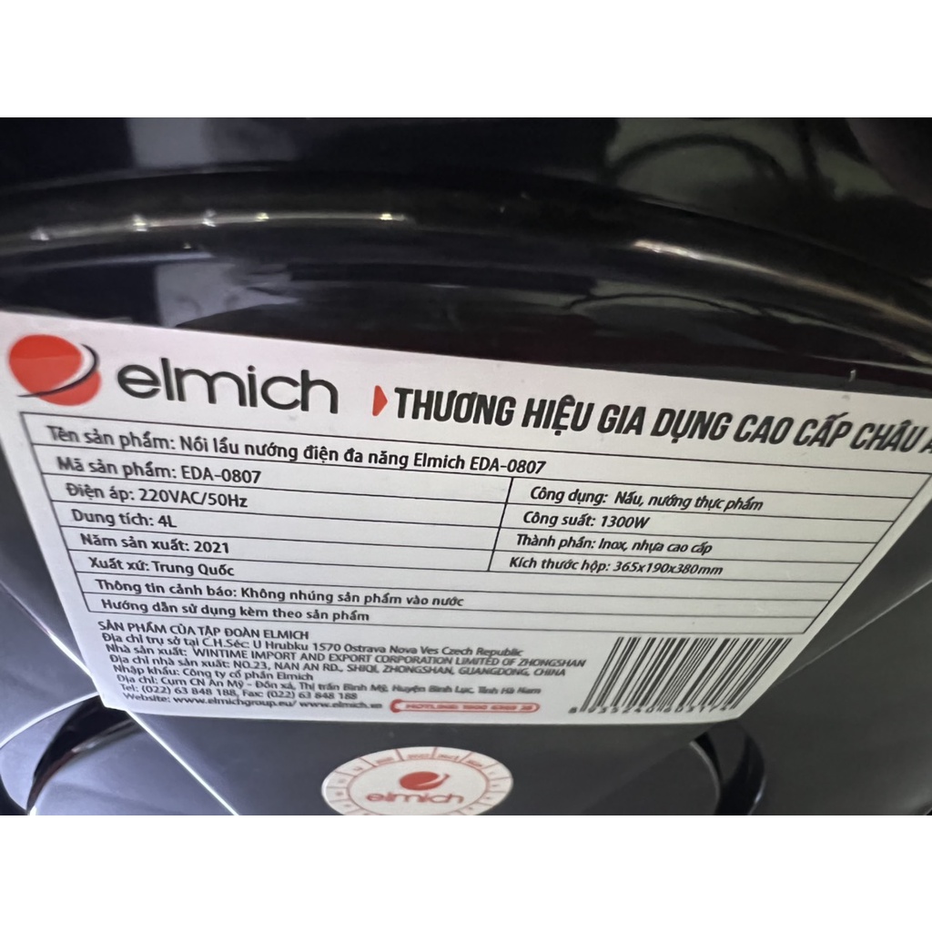 Nồi lẩu nướng Elmich đa năng 2 in 1 EDA 0807