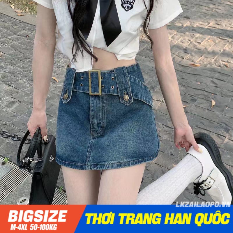 chân váy jean Denim ngắn Bigsize chân váy nữ lưng cao cạp cao chữ a mùa hè Phong cách Hàn Quốc Thời Trang tiểu thư sang chảnh cá tính xinh đẹp quảng châu cao cấp
