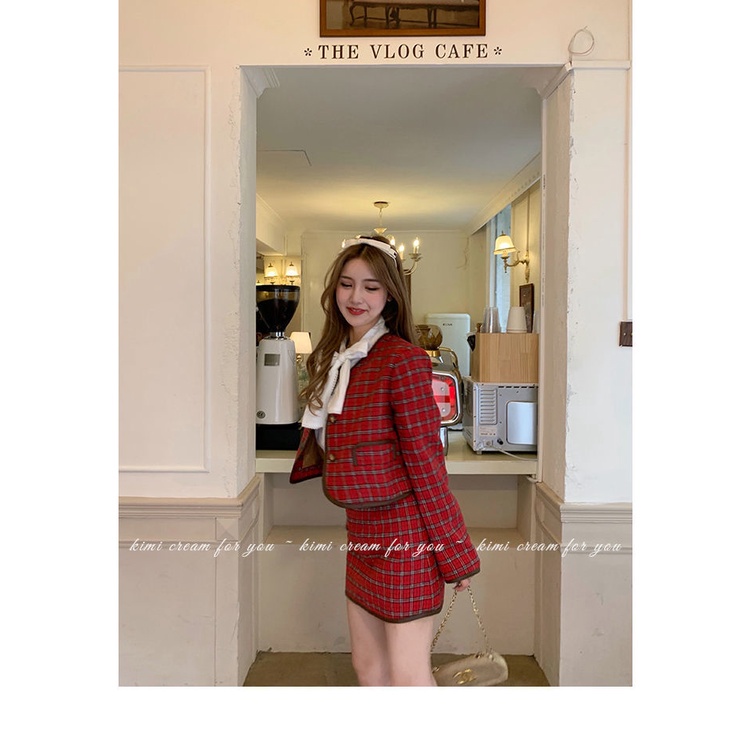 Set áo khoác tay dài họa tiết caro + chân váy ngắn thời trang nữ
 | BigBuy360 - bigbuy360.vn