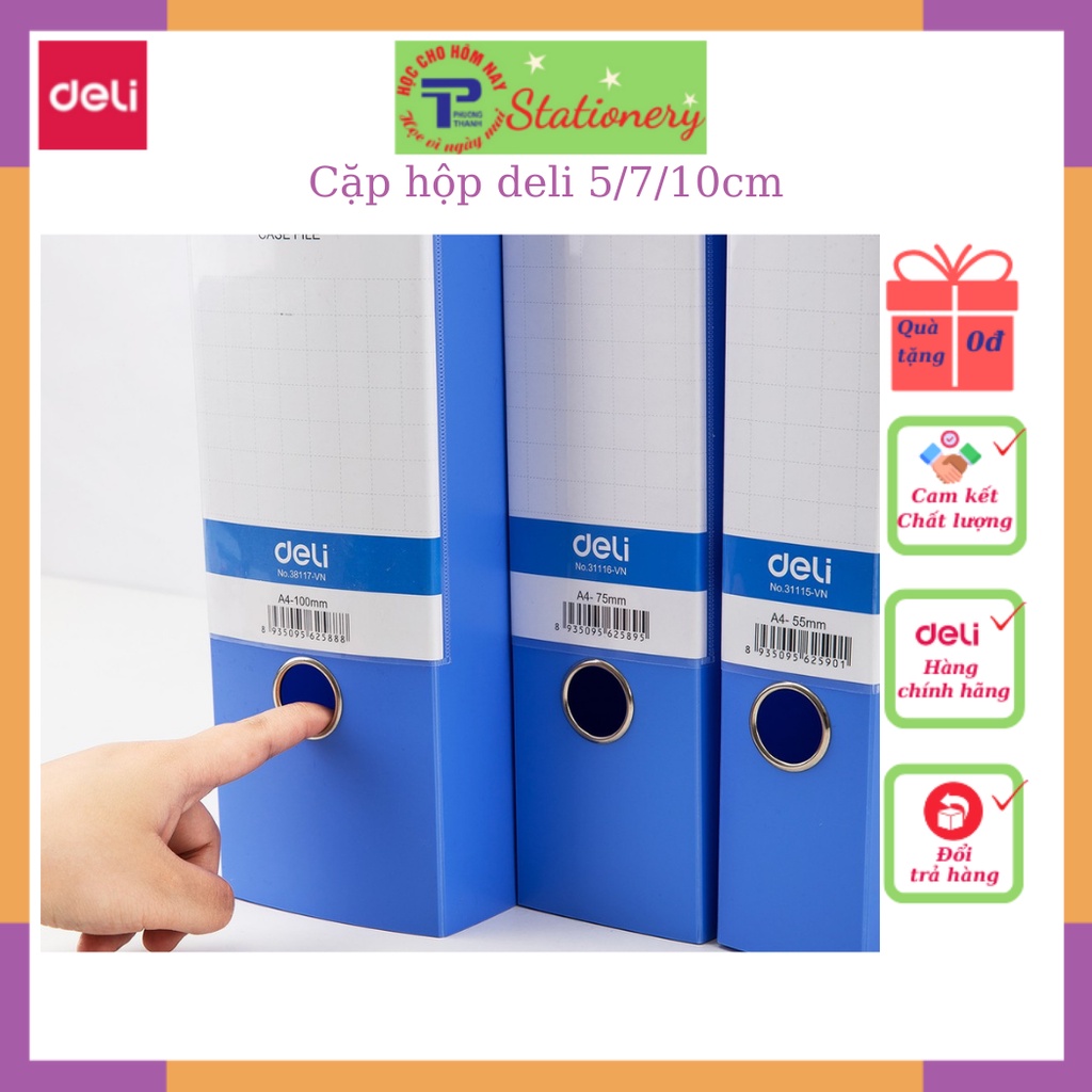 File hộp Deli - 5cm/7cm/10cm - chất liệu PP cao cấp- Xanh dương - W31115 / W31116 / W31117