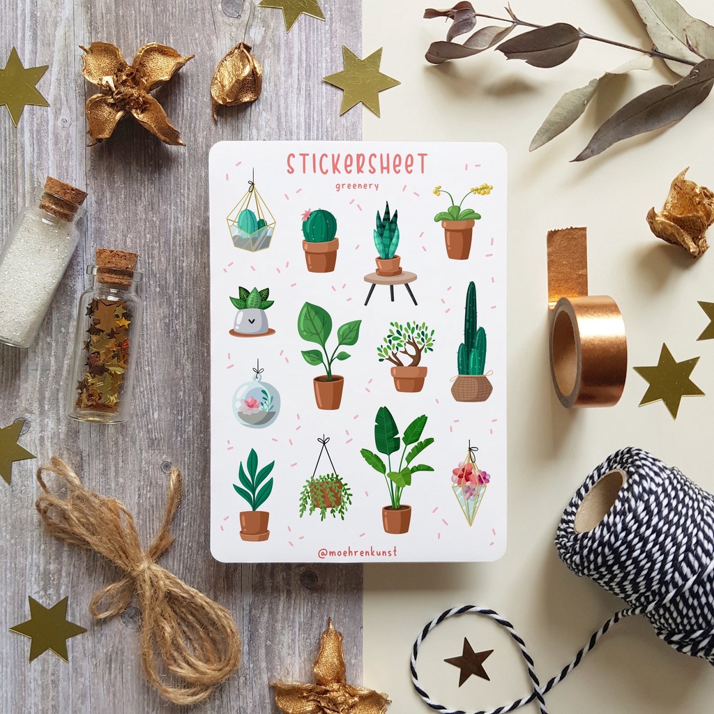 Sticker Sheet - Greenery 2 - Chuyên dán sổ | Bullet Journal Stickers,Plant Stickers, Nature Sticker, Greenery Sticker