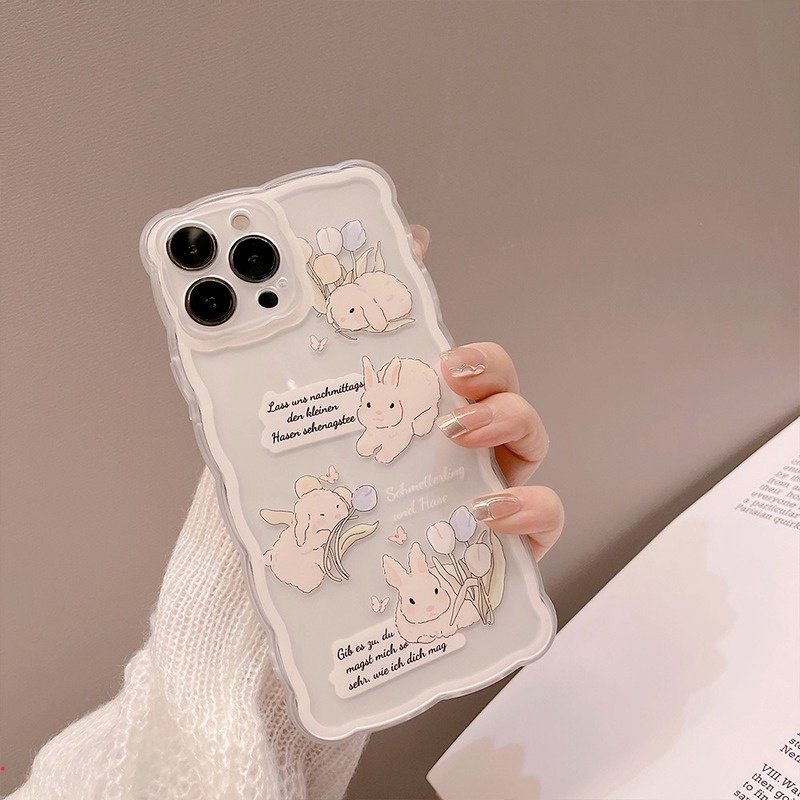 Ốp Điện Thoại Silicon Mềm Trong Suốt In Hình Thỏ Dễ Thương Cho Iphone 11 12 13 Pro MAX 7 8 Plus XR XS MAX X 12 Pro