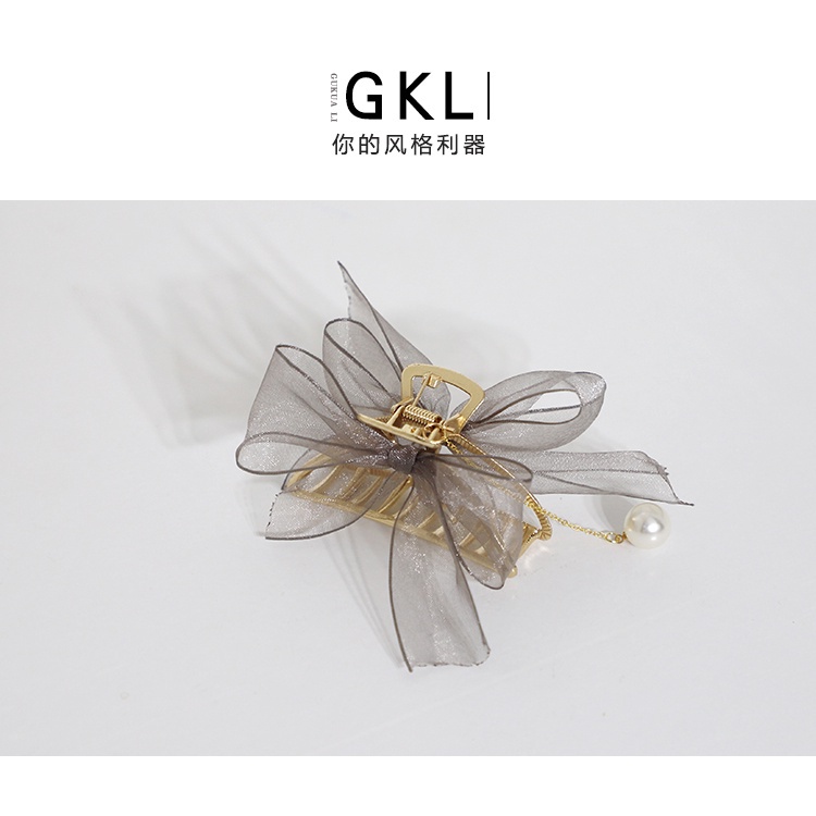 Kẹp Tóc Kim Loại Hình Nơ Lưới Thời Trang Hàn Quốc Cho Nữ