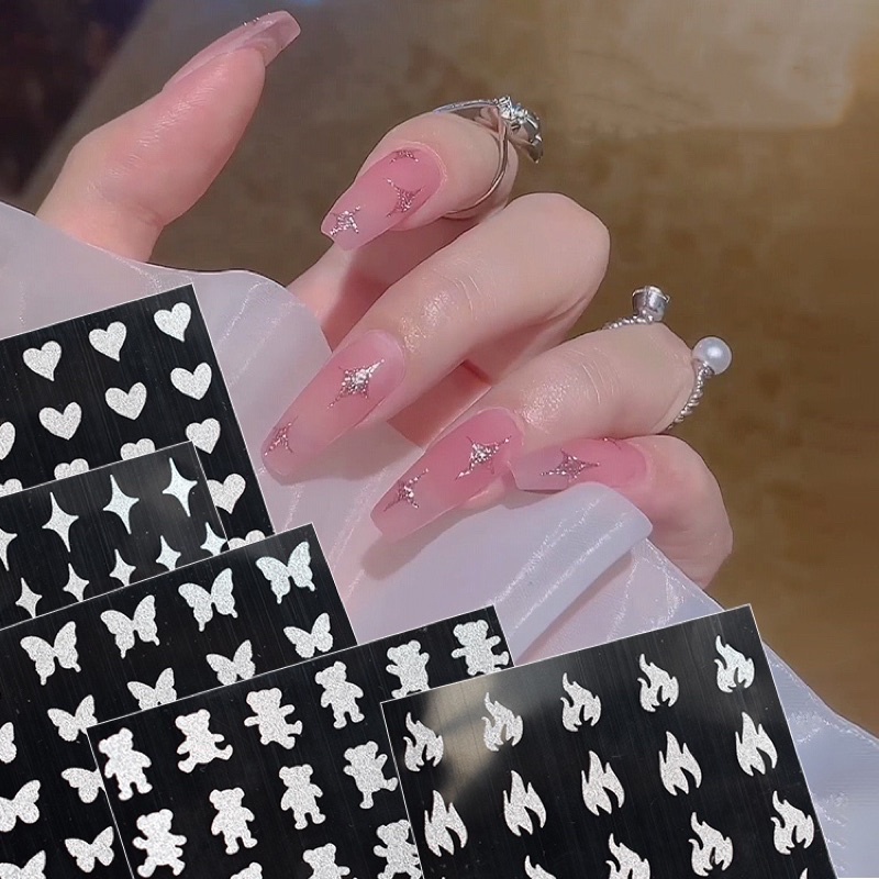 Sticker 3D Kim Tuyến Lấp Lanh Siêu Sáng Miếng Dán Móng Tay Nail