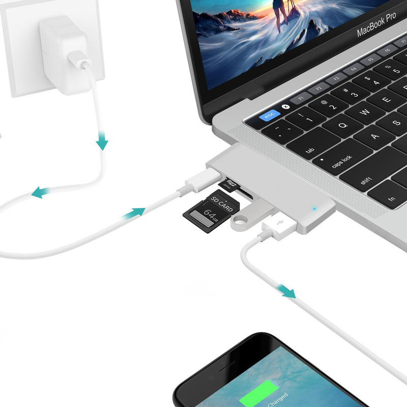 Bộ Chuyển Đổi Hub Usb-C Sang Hdmi + Đầu Đọc Thẻ Nhớ Type C Cho Macbook