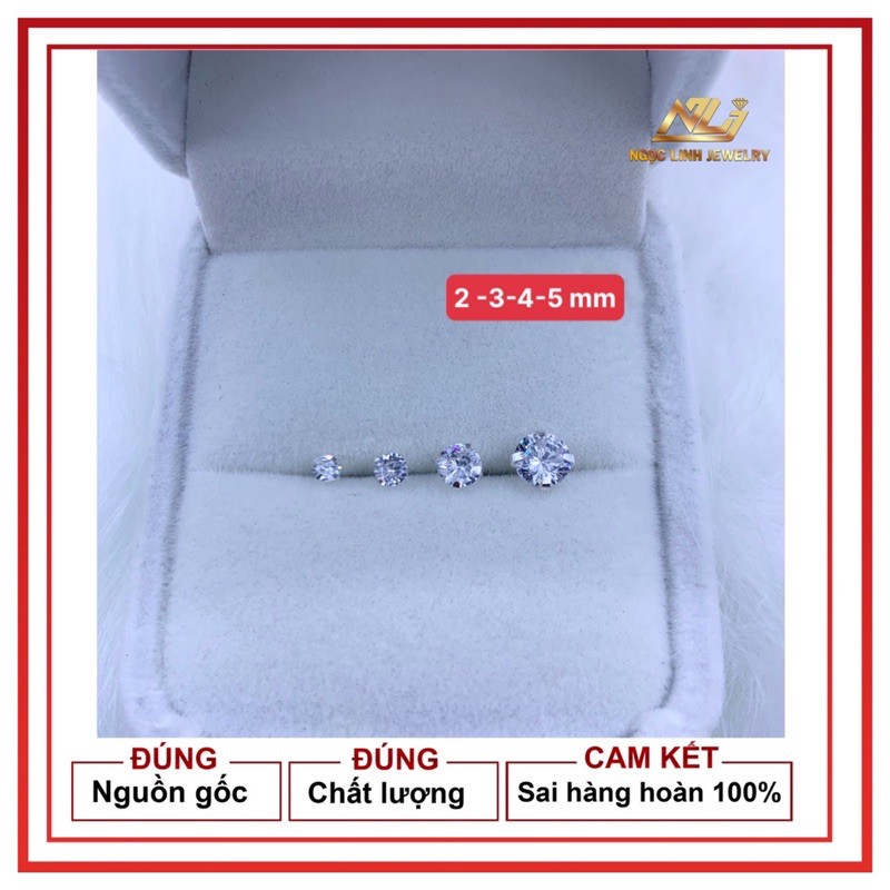Bông tai nụ đa Bạc 2-3-4-5mm/ Khuyên Tai Nụ Đá Tròn Nam Nữ
