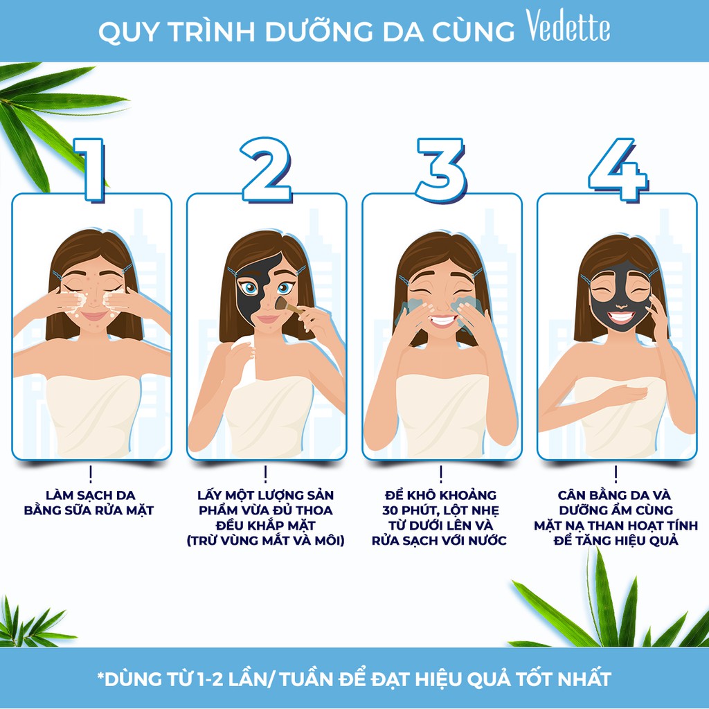 Combo 6 Mặt Nạ Lột Nhẹ Than Đen Hoạt Tính Vedette 12ml x 6